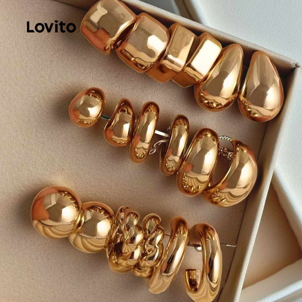 Lovito Brincos de Metal Elegantes LFA92003