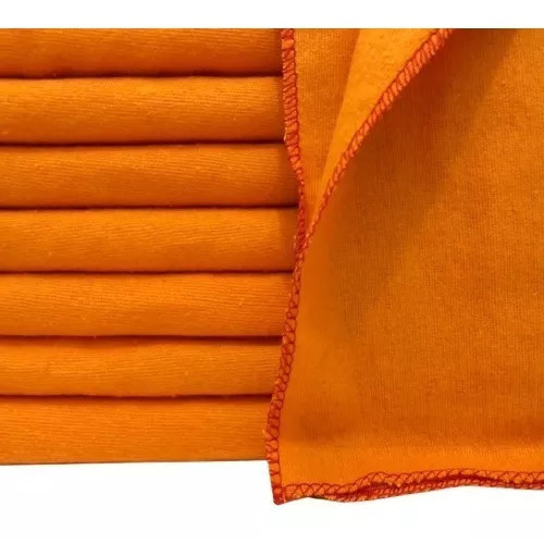 Flanela Laranja 28x38 Para Limpeza Geral - 12 Unidades