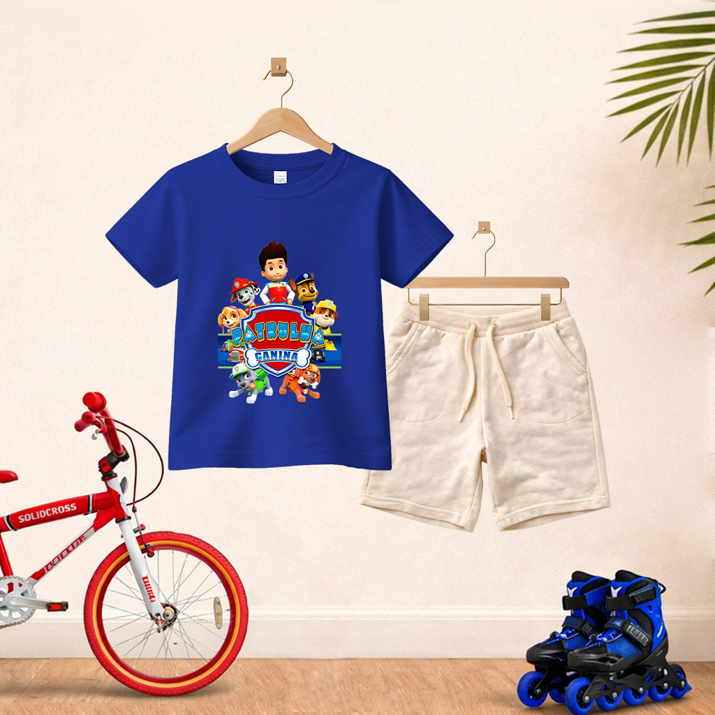 Camiseta Short Conjunto Infantil Patrulha Canina Em Algodão Conjunto De Bermuda Juvenil Conjunto De Bermuda Juvenil