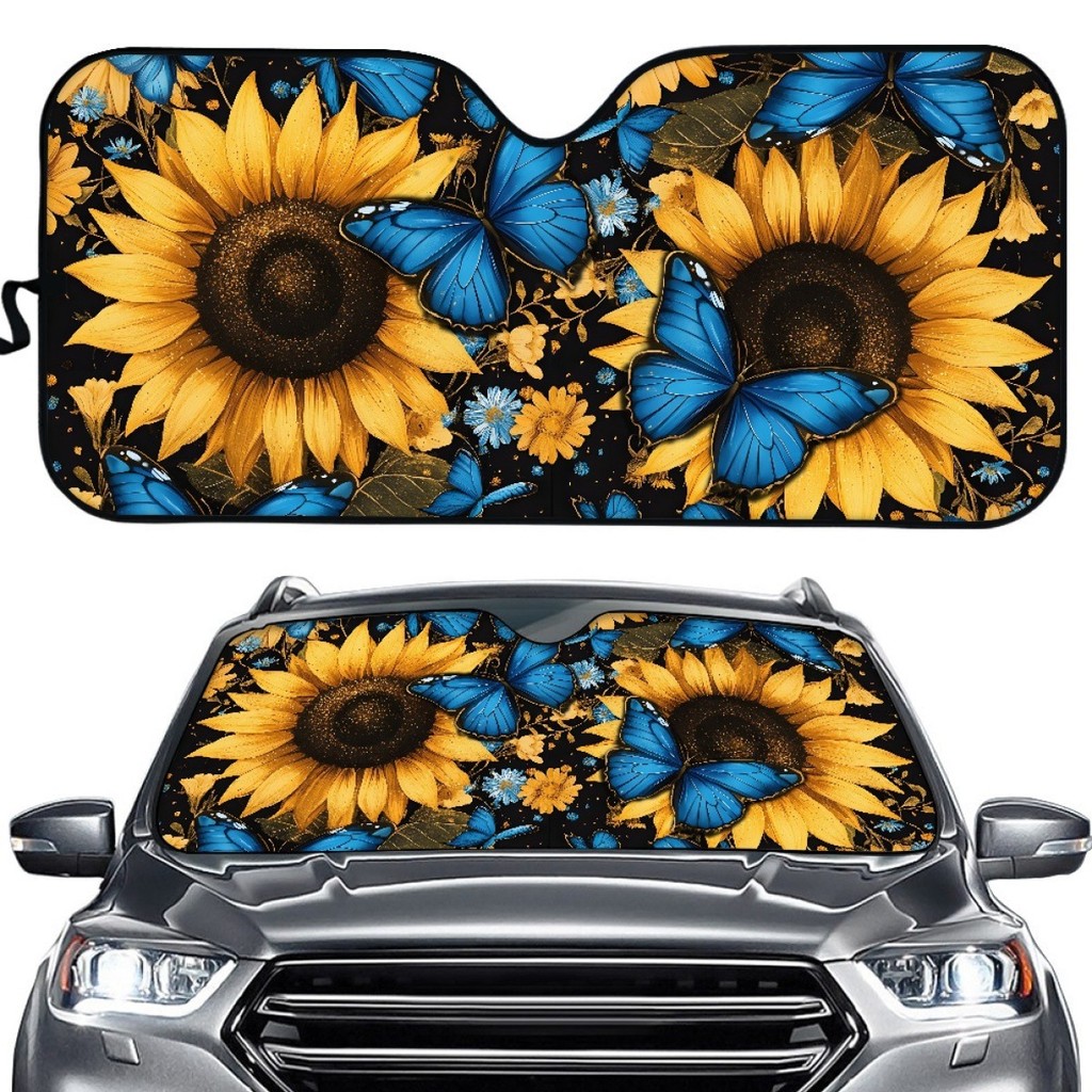 Protetor solar para carro, fornecimento direto, protetor solar grande frontal, flores coloridas brilhantes, padrão de im