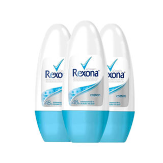 Kit Desodorante Roll On Rexona Cotton 50ml - 3 Unidades em Oferta na Shopee
