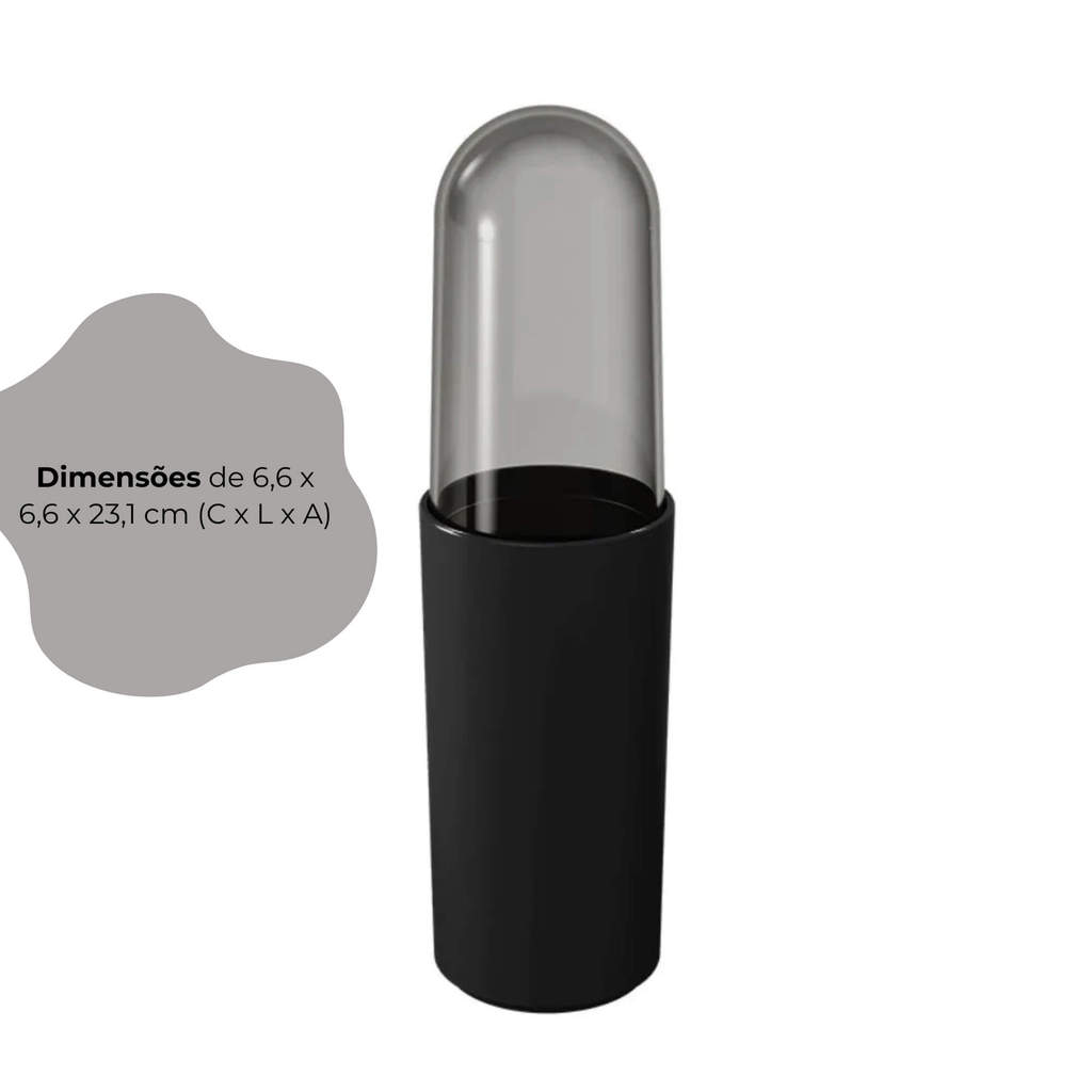 Porta Escova de Dentes com Tampa Coza Serene Preta Brinox - 13100/3008 — imagem 2 de 2
