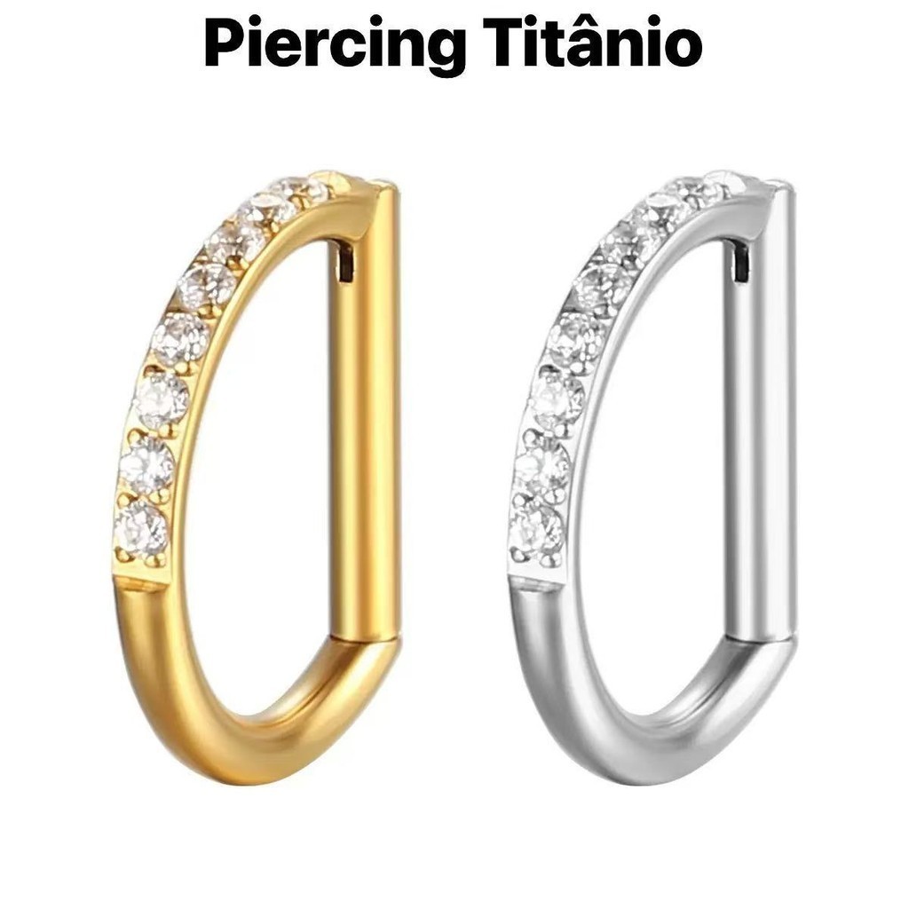 F136 Piercing Meia Argola Titânio  Segmento Articulado Zircônia / Septril, Rook, Conch, outros. Piercing  Titânio  