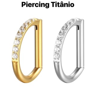 F136 Piercing Meia Argola Titânio  Segmento Articulado Zircônia / Septril, Rook, Conch, outros. Piercing  Titânio  