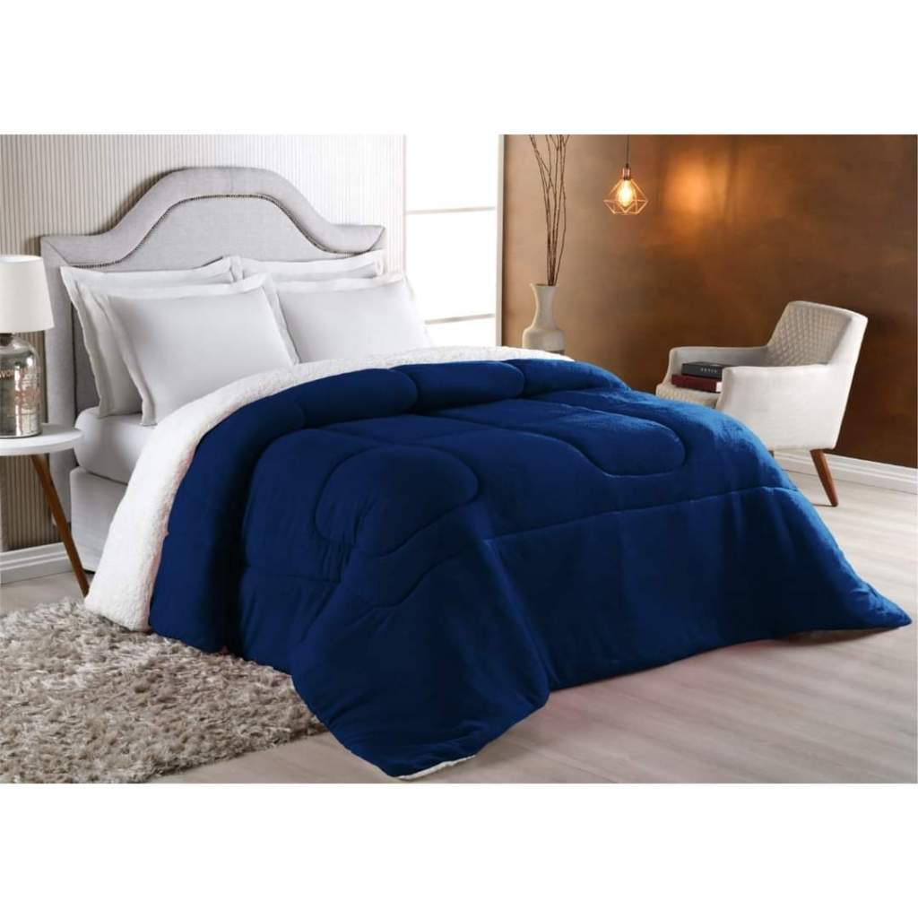 Coberdrom Edredom Cobertor Sherpa Peludo Pele De Carneiro, Casal, Queen, Dupla Face.