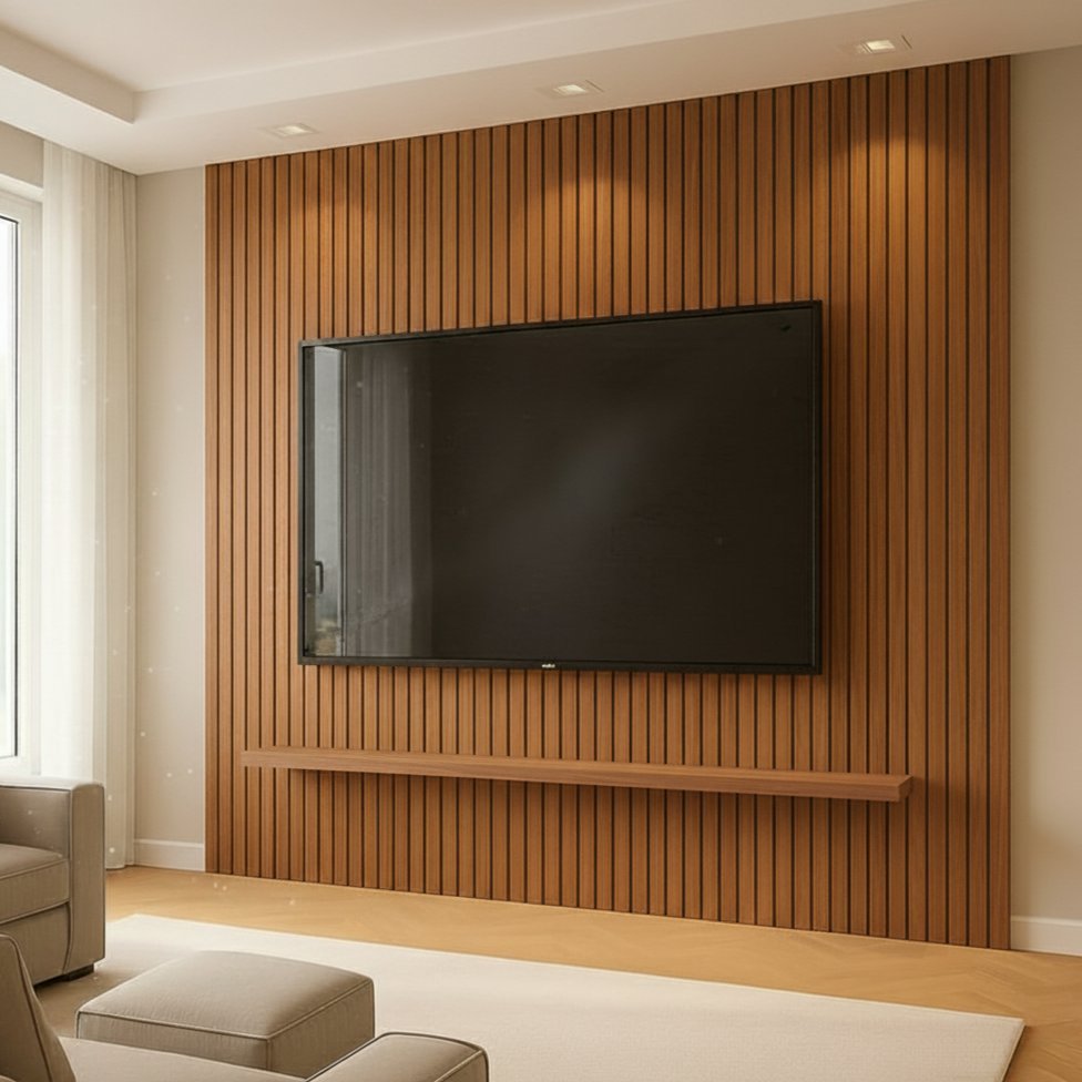 Painel para TV até 75 Polegadas Ripado 240x275cm Trento Freijó em Oferta na Shopee