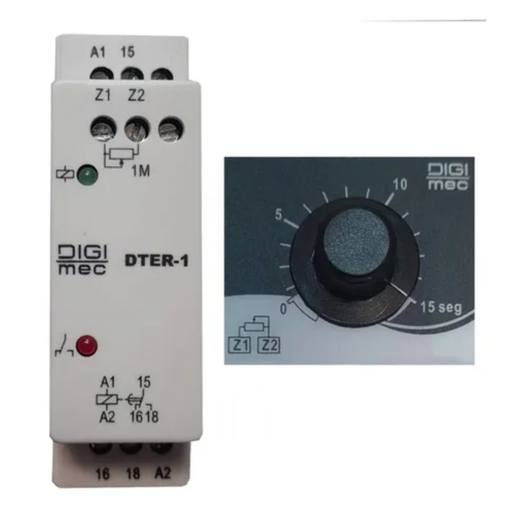 RELE TEMPORIZADOR COM KIT REMOTO 15SEG 220VCA DIGIMEC DTER-1