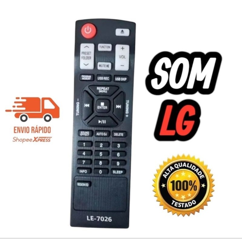 Controle remoto Compatível Som LG CM8330 CM8430 CM9530 CM9730 LE-7026 em Oferta na Shopee