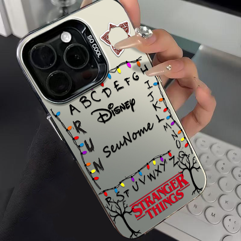 Capinha de celular personalizado Disney x Stranger Things para Samsung S22 S24 S23 Ultra S20 S21 S23 FE S24 S25 Capa