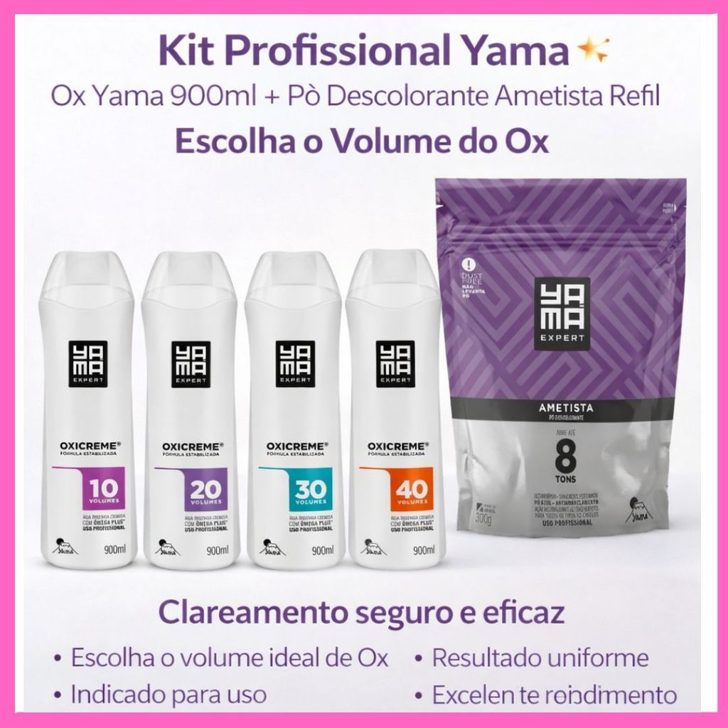 Kit Profissional Yama ✨ Ox Yama 900ml + Pó Descolorante Ametista Refil 300g – Escolha o Volume do Ox