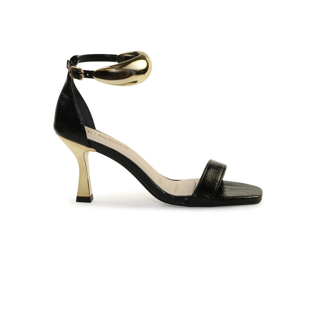 Sandália Bebecê Salto Alto Taça Dourado Com Enfeite Bold