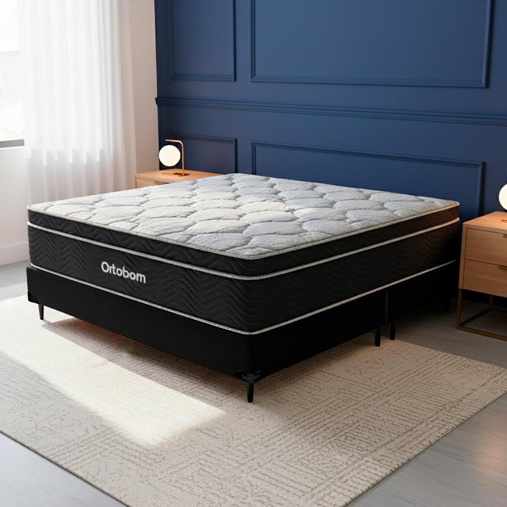 Cama box e colchão Elegant Superpocket – Queen Size(158x198) - Ortobom