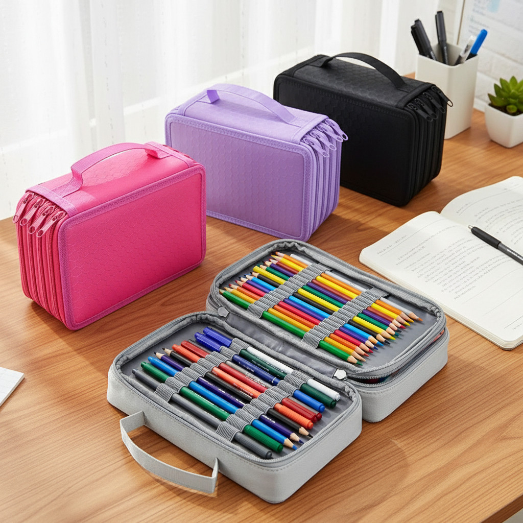 Estojo Escolar Grande Capacidade 72 Compartimentos 4 Camadas Organizador de Lápis e Canetas