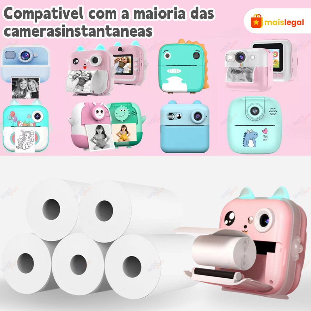 Kit 30 Rolos Refil Papel Câmera Instantânea Mini Impressora Portátil Térmica Etiqueta Maquina Fotográfica Que Imprime