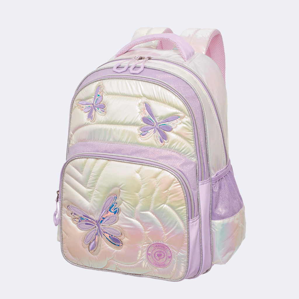 Mochila Escolar Infantil Pampili Borboletas Lilás Pampili