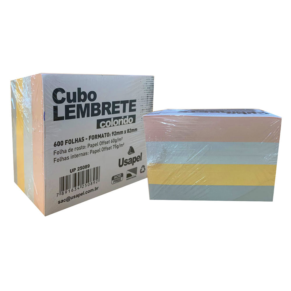 Cubo Bloco de Papel Lembrete Usapel com 4 Cores em Oferta na Shopee
