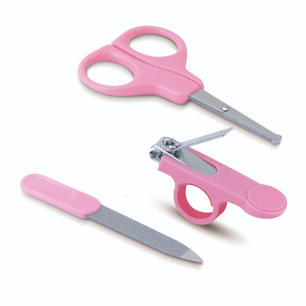 Kit Higiene Bebê Rosa Cortador Tesoura Unha Infantil