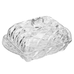 Manteigueira Petit Deli Diamond 12cm Cristal Lyor com Tampa para Manteiga Mesa Posta Café da Manhã Brunch Elegante Casas