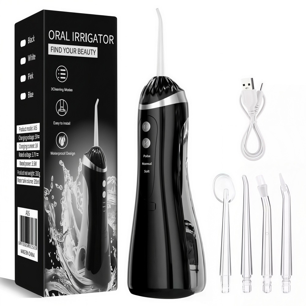 Irrigador Oral Portátil Recarregável 300ml – 3 Níveis de Pressão Ideal para Higiene Diária