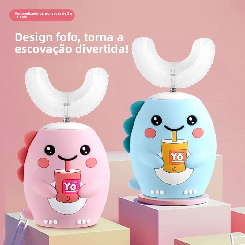 Escova de Dentes Elétrica em Forma de U para Crianças, Adequada para Idades de 2 a 14 Anos, Recarregável em Oferta na Shopee