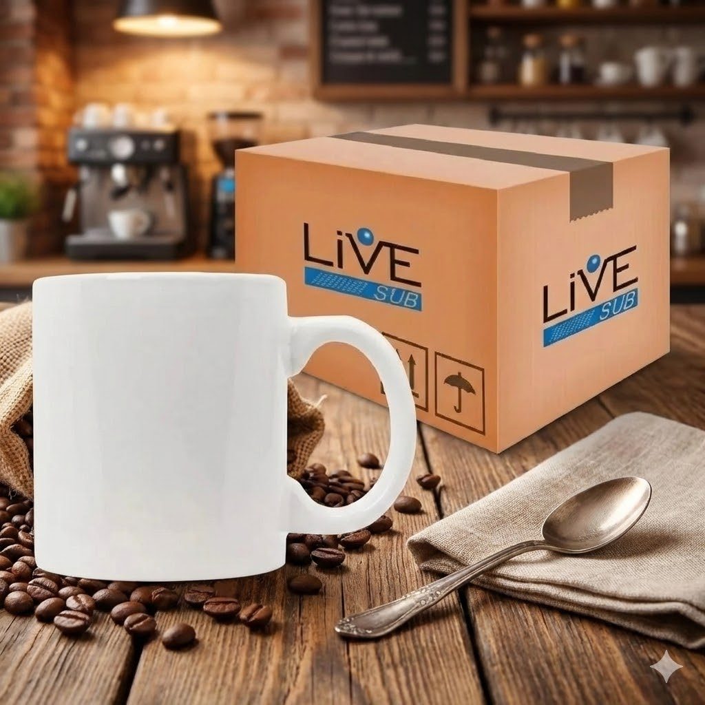 12 Canecas Brancas Porcelana Live Sub Sublimação 325ml Aaa+ Xícara Branca em Oferta na Shopee