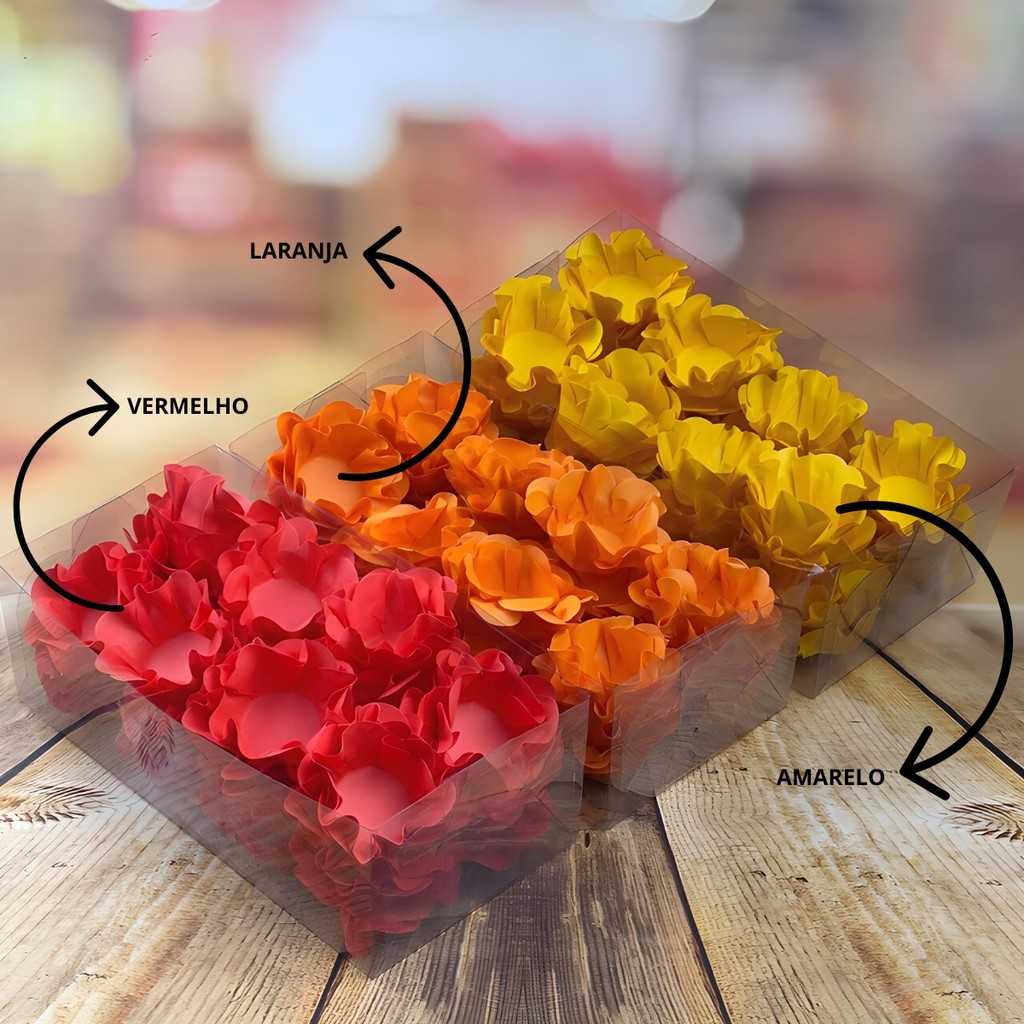 KIT 120 FORMINHAS PARA DOCES FINOS VERMELHO + LARANJA + MOSTARDA ( KIT23 ) em Oferta na Shopee