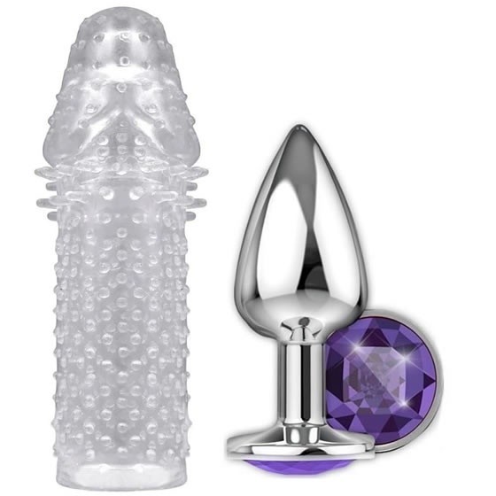Plug Anal + Capa Peniana com Estimuladores Transparentes SEX SHOP