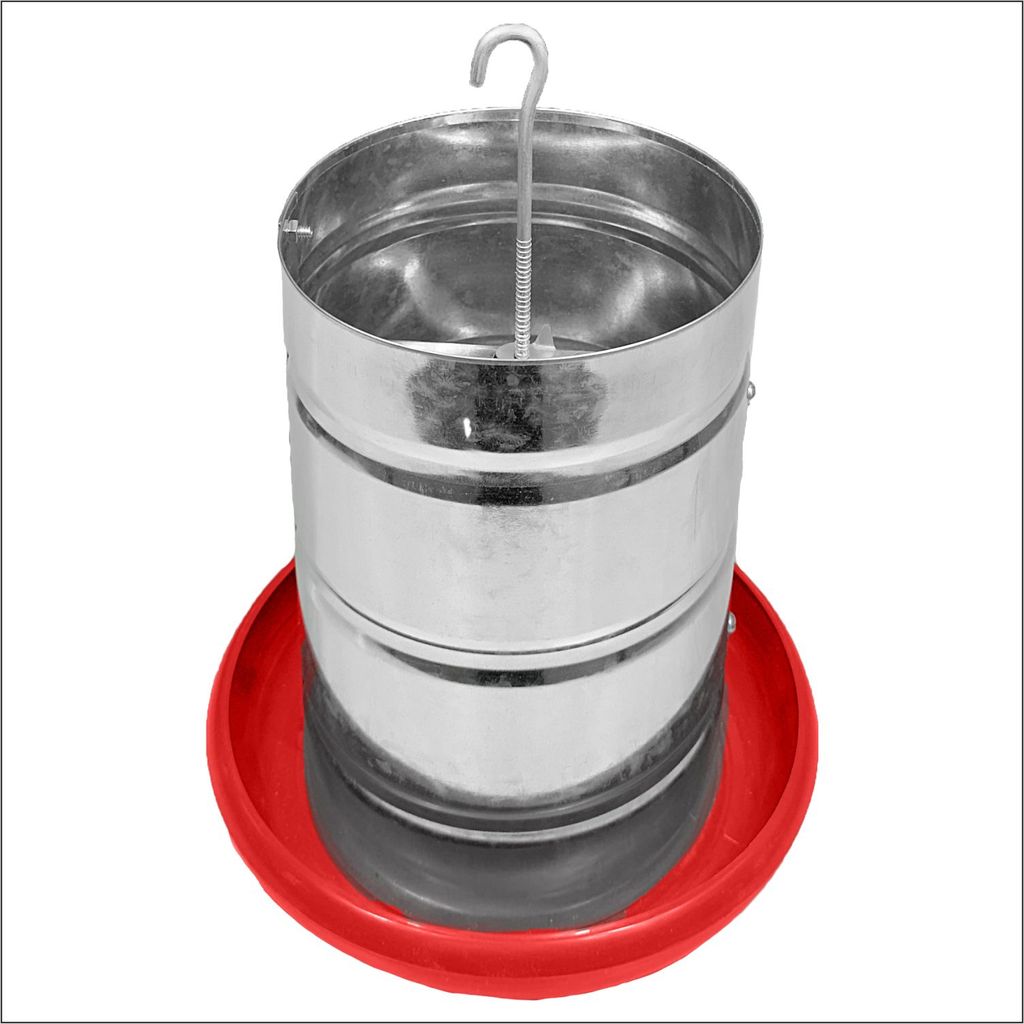 Kit 2 Comedouros Tubular 10kg p/ Frango Aves Galinha Faisão Prato Anti Desperdicio