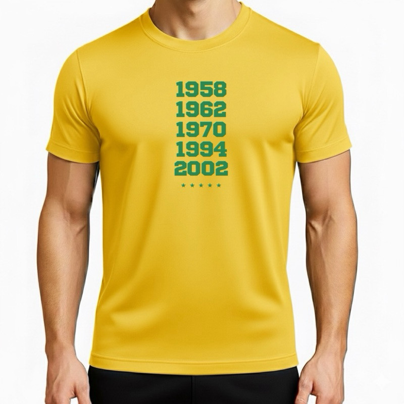 Camiseta Brasil 58,62,70,94,2002 ALGODÃO Copa do Mundo Rumo ao Hexa Treino