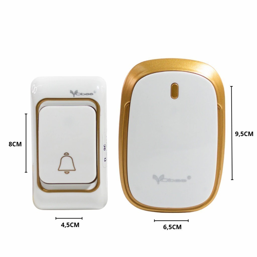 Campainha Externa Sem Fio Com Alcance De Ate 100 M Branca com Dourado, Preto e Branca com Azul em Oferta na Shopee