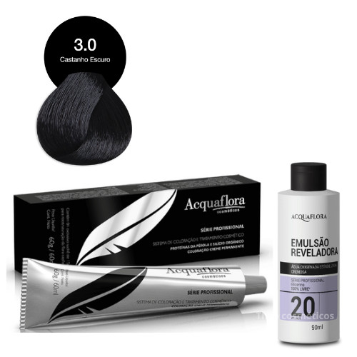 Coloração Acquaflora 3.0 Castanho Escuro + Ox 20v 90ml em Oferta na Shopee