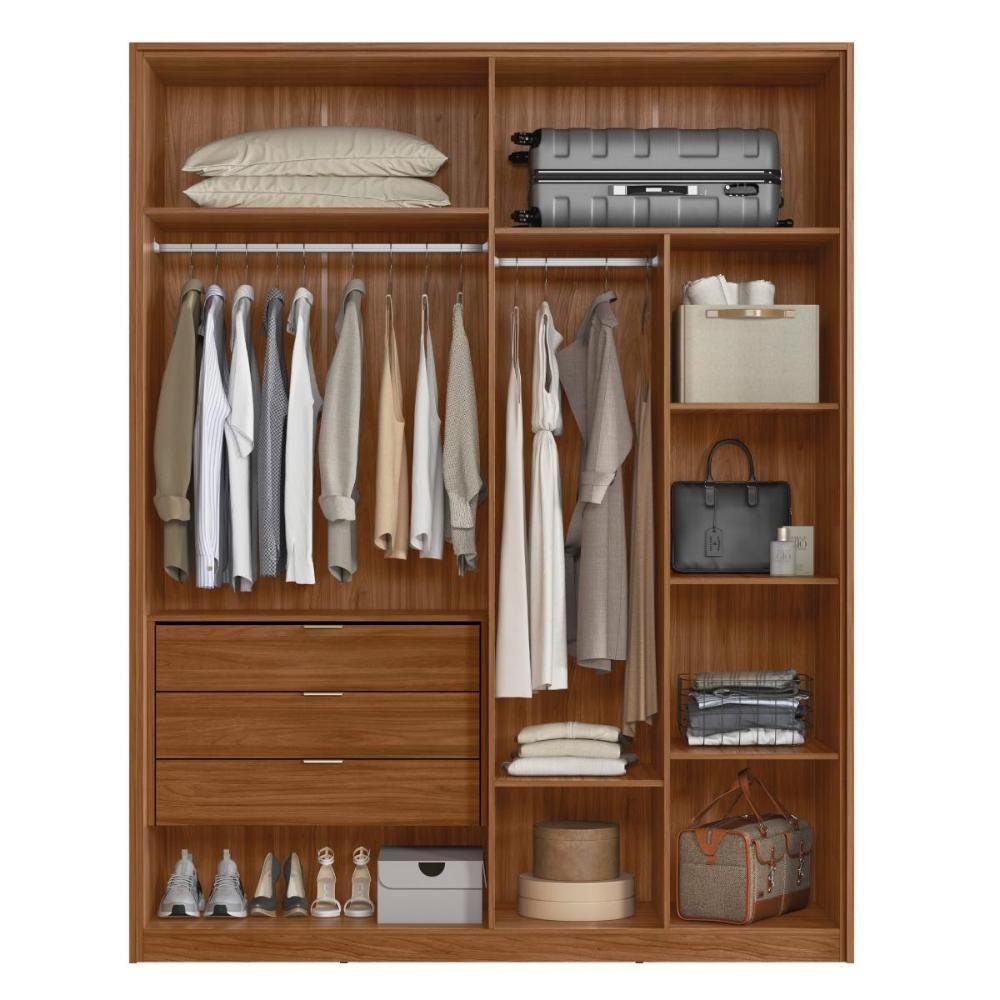 Guarda Roupa Casal Attore D43010k 4 Portas Amêndola Grafito - Demartêz — imagem 2 de 2