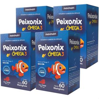 Kit 4x Ômega 3 Infantil Mastigável Sabor Cereja Peixonix 60 Cáps Maxinutri em Oferta na Shopee