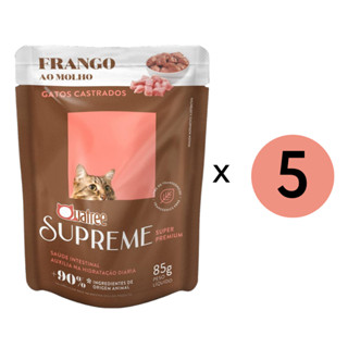 Kit 5 Ração Úmida Quatree Gatos Supreme Castrado Frango 85Gr em Oferta na Shopee