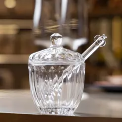 Meleira com Pegador Geneva 8cm Cristal Wolff Mesa Posta Café da Manhã Servir Elegante Prática Decorativa Útil Pequeno