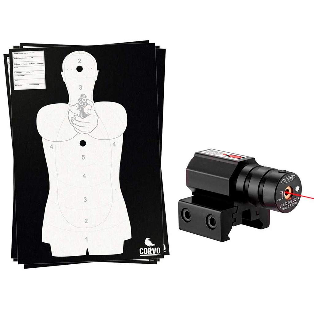 Alvos Silhueta Treino 10 Unidades 66x48cm SAT Acompanha Mira Laser L3