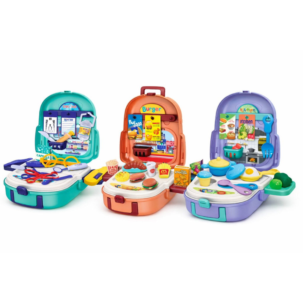 Kit Mini Cozinha/Médico/Fastfood Infantil Brinquedo Maleta Menina Menino Comidinha Educativo