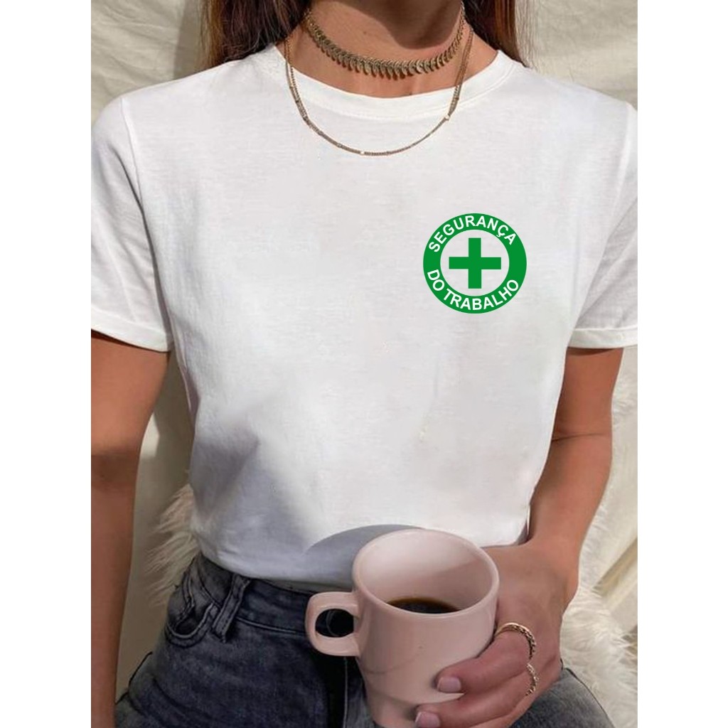 Camiseta Feminina Tshirt Segurança Trabalho Simbolo Verde Curso Técnico Cipa 100% Algodão