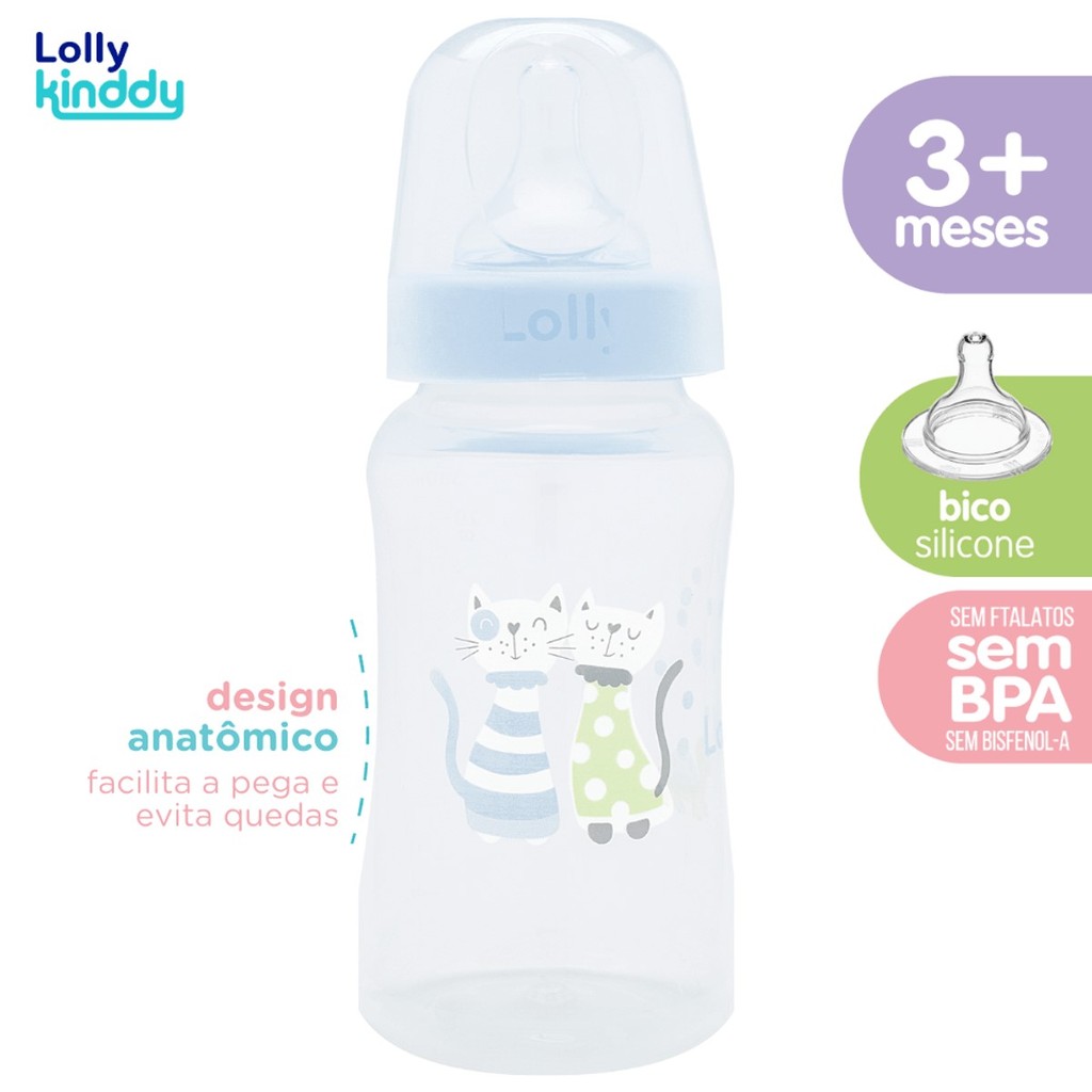 Mamadeira Big Zoo 330ml Bico de Silicone Redondo Lolly Baby