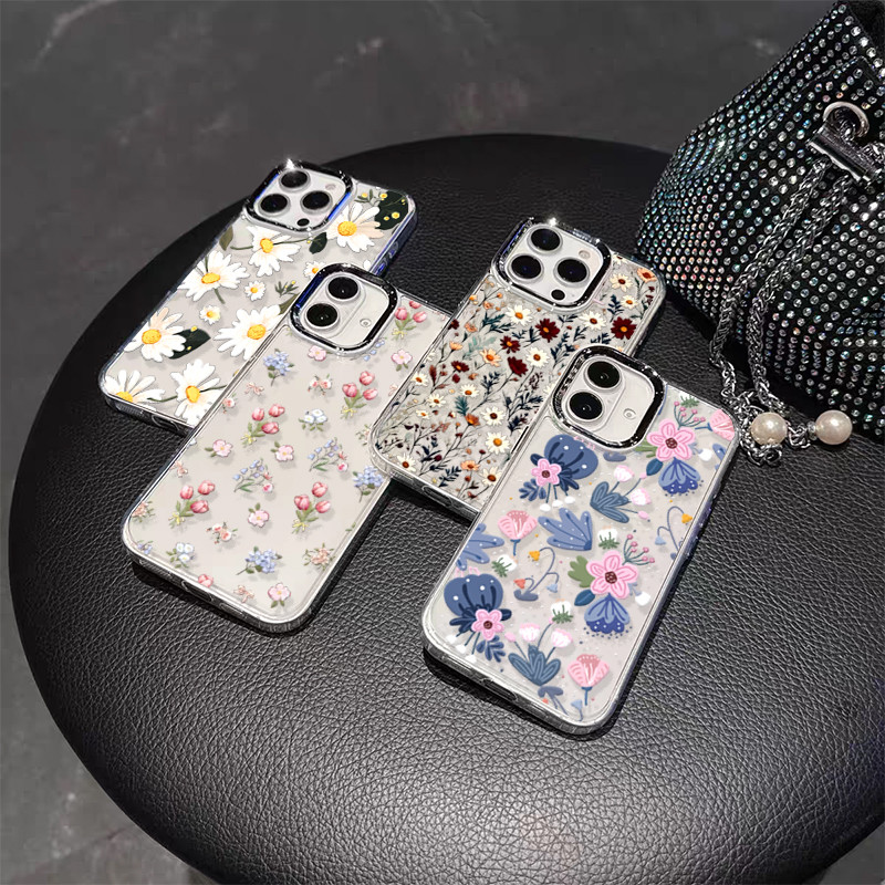 Capa Para Samsung Galaxy A16 A06 A57 A35 A55 A25 A15 A05 A05S A54 A34 A24 A56 A26 A36 Macio Vintage Pequeno Floral Trans
