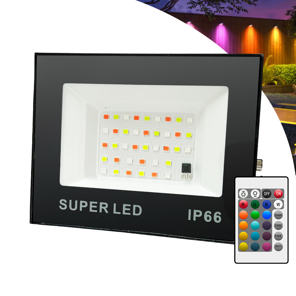 Kit1 a 4 Refletor LED 200W RGB Colorido Bivolt IP66 1KV Anti-Raio Jardim Fachada Festa Profissional em Oferta na Shopee