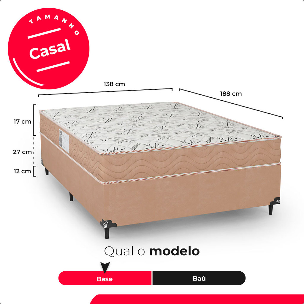 Cama Box Casal + Colchão D33 One Face - Suede Bege - e-Shop Casa · foto 2