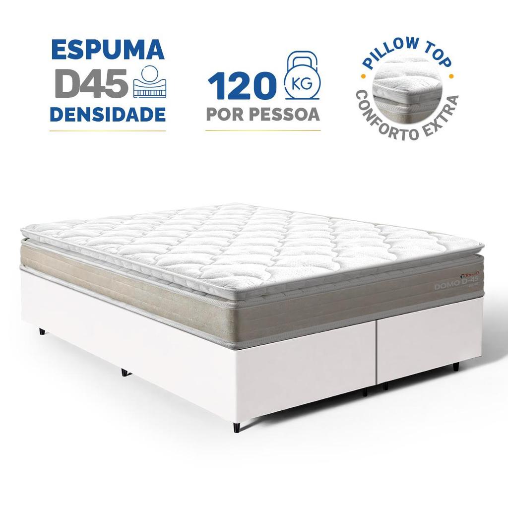 Cama Box com Colchão de Espuma D45 Pillow Top Ortopédico Domo Queen 158cm em Oferta na Shopee