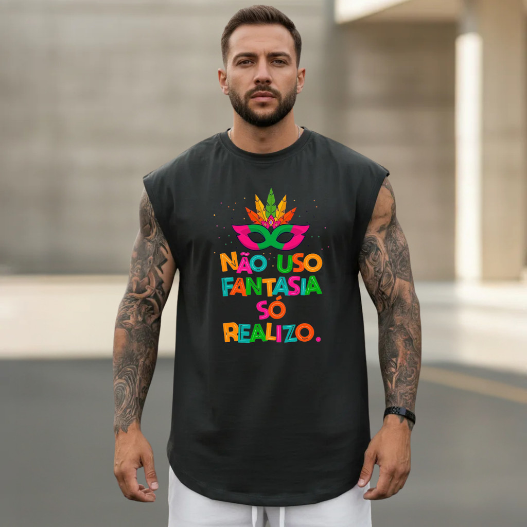 Regata Carnaval Oversize Masculina Nãouso Fantasiasó Realizo
