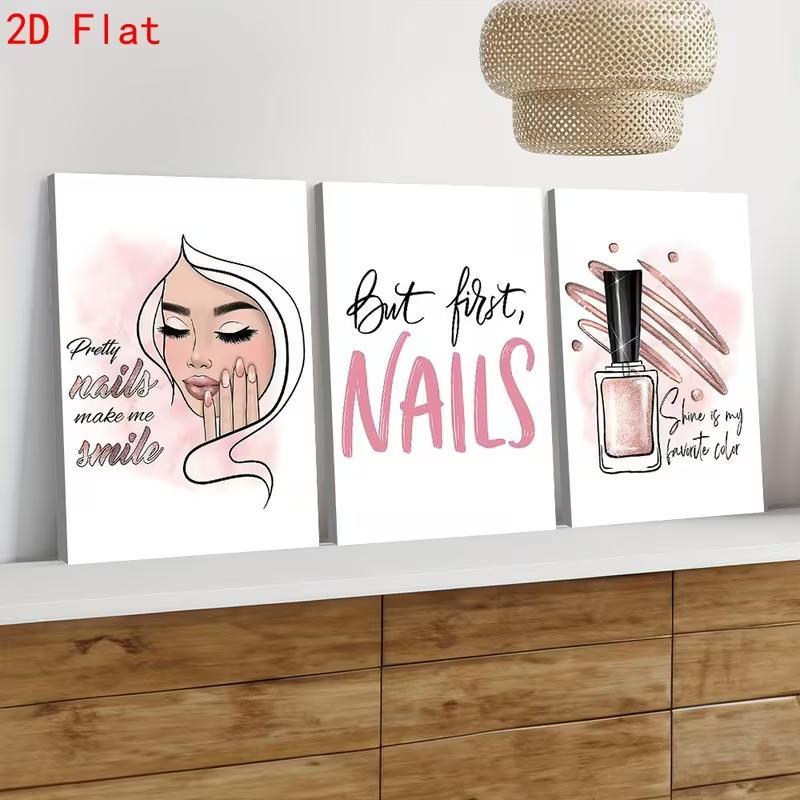 Quadro Decorativo Nail Designer - "But First, Nails" em Estilo Moderno