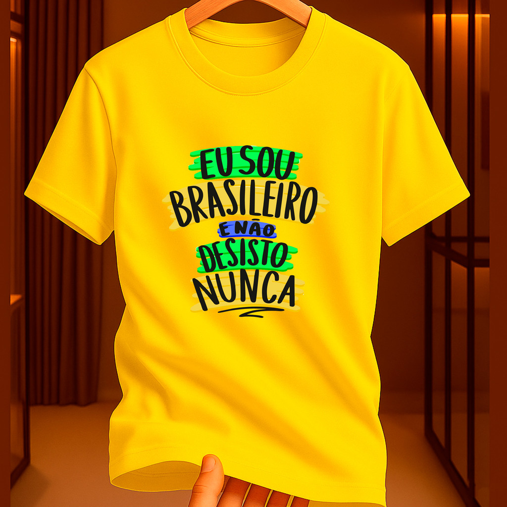Camiseta 100% Algodão Infantil Roupa Criança Brasil Copa Hexa Estilo Casual Leve