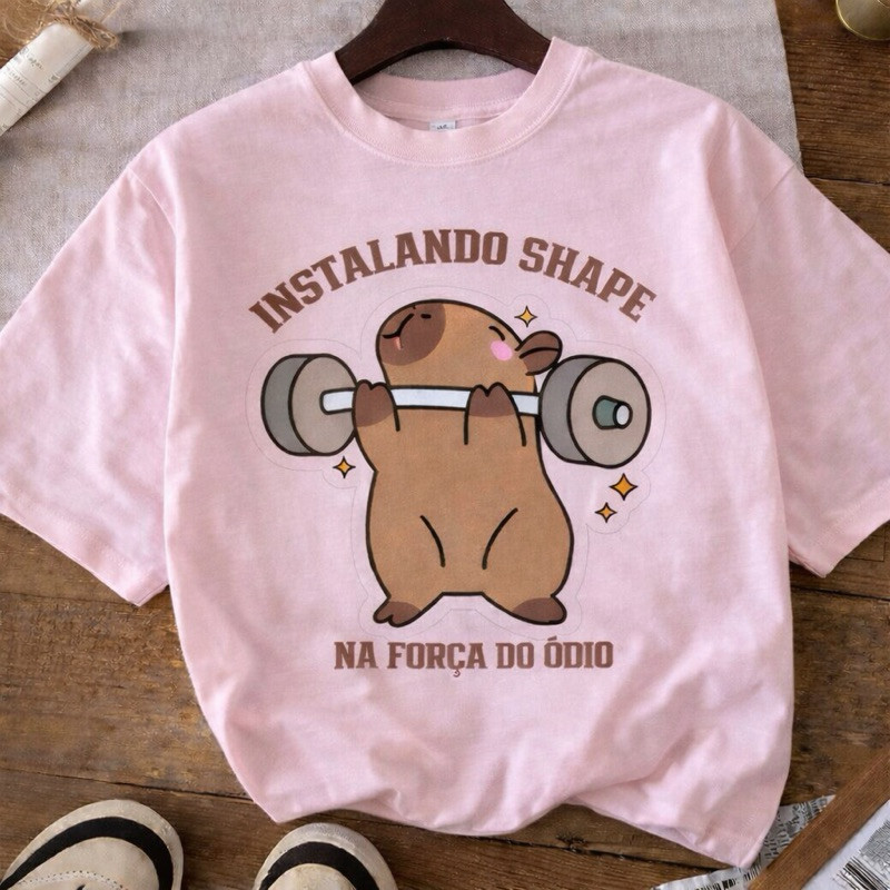 Camiseta De Academia T-shirt Capivara Instalando O shape Camisa Confortável Streetwear Fashion Maromba Fitness