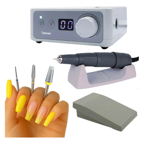 Motor Marathon Podologia Manicure Unha De Gel Kit 3 Brocas Branco 127/220v