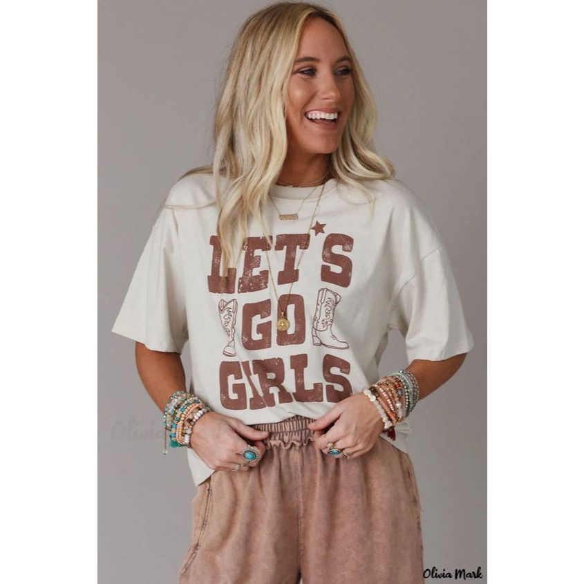 Camiseta Country T shirt Lets Go Girls Estampada Rodeio Feminina 100% Algodão