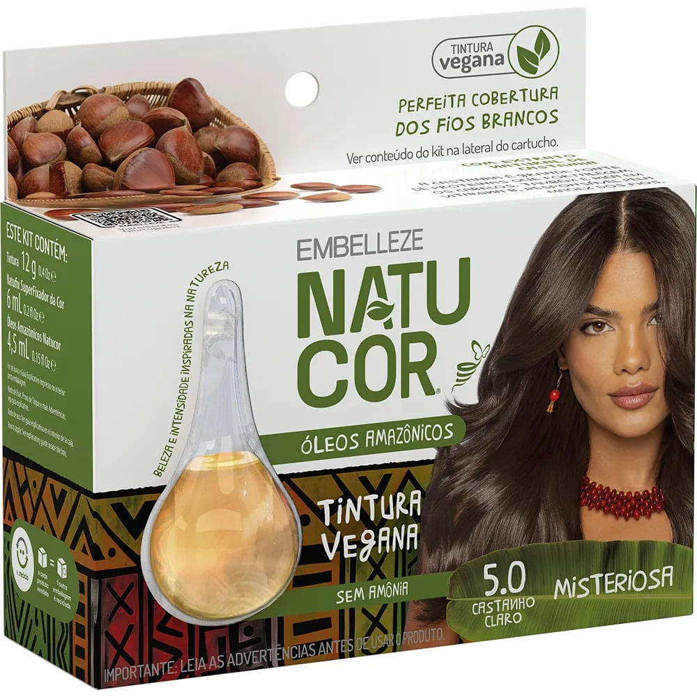Tinta de Cabelo Natucor Óleos Amazônicos Castanho Claro 5.0 em Oferta na Shopee